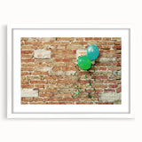 Abstract art print in muted gray and blue tones on a white framed canvas, suitable for dining room or bedroom decor.