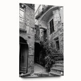 Large abstract wall art on acrylic glass, featuring swirling blue and gray tones.