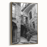 Framed canvas landscape painting depicting a serene lake scene in muted earth tones, ideal for bedroom wall art.