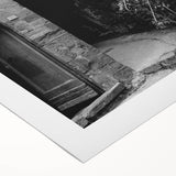 Art deco poster featuring geometric patterns in black and gold on rolled canvas, suitable for dining room wall art.