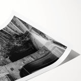 Extra large wall art featuring line art flowers in black on white, rolled print format.