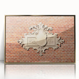 Large acrylic print of abstract mid-century modernist art in gold and black tones, ideal for modern art wall decor.