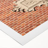 Art deco poster featuring geometric patterns in muted gold and navy, printed on rolled canvas.