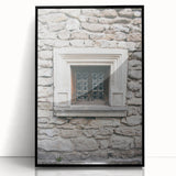 Large abstract wall art in muted gray and blue tones, acrylic print in a black frame, suitable for modern art wall decor.