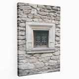 Abstract geometric pattern on a large stretched canvas with vibrant blue and teal hues, suitable for kitchen wall art.