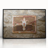 Large abstract wall art featuring swirling blue and gray tones on a framed acrylic print.