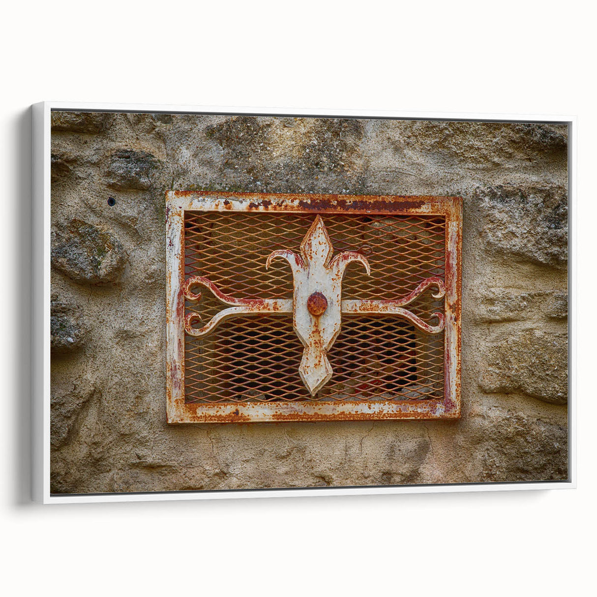Extra large framed canvas of vintage poster art featuring colorful abstract shapes, ideal for living room decor.
