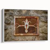 Extra large framed canvas of vintage poster art featuring colorful abstract shapes, ideal for living room decor.