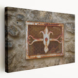 Large abstract painting on stretched canvas with swirls of blue and white, ideal for kitchen wall art.