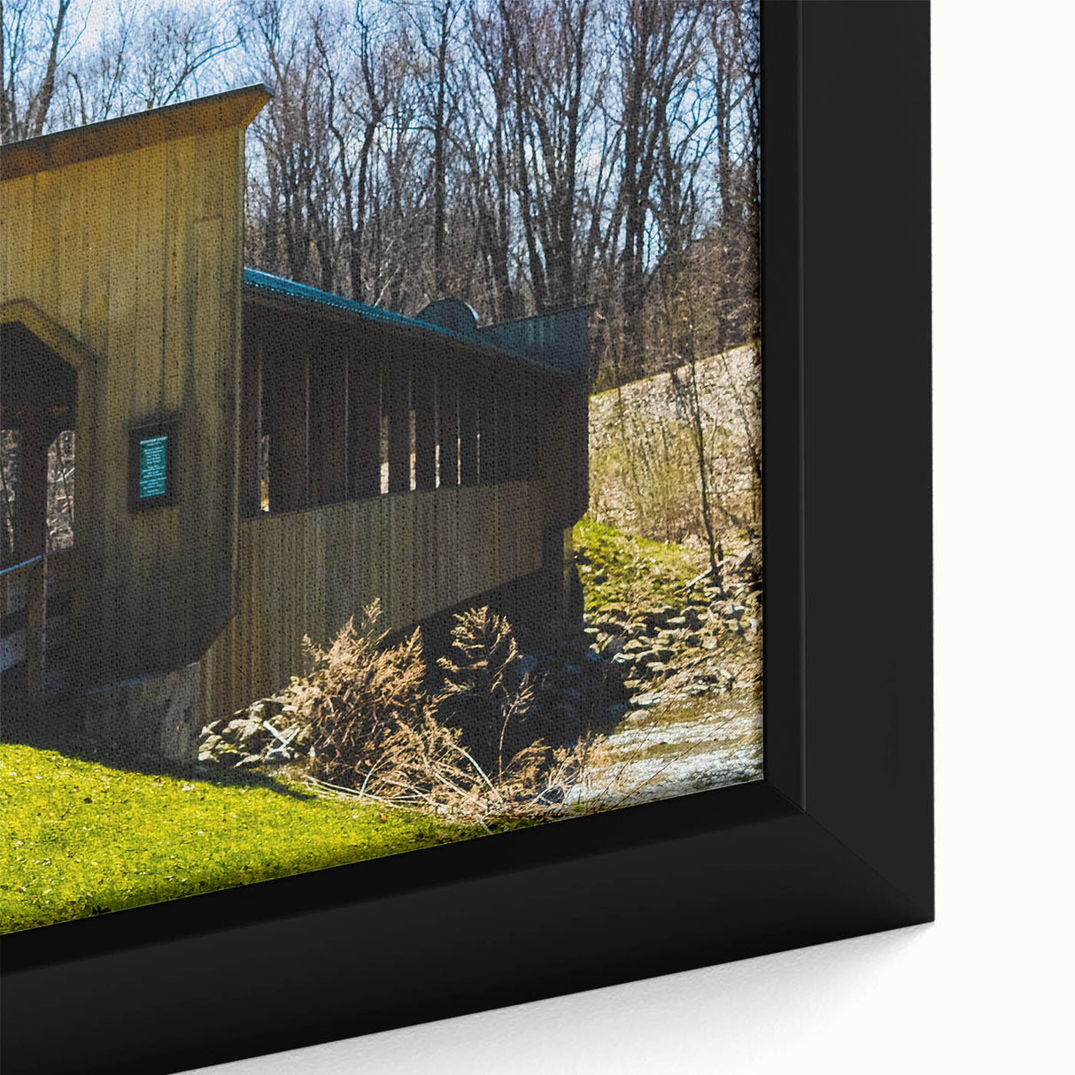 Extra large framed canvas featuring textured, colorful art with black dominant tones, ideal for living room decor.