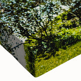 Black and white landscape art painting on stretched canvas, featuring a serene tree-lined river, suited for bedroom decor.