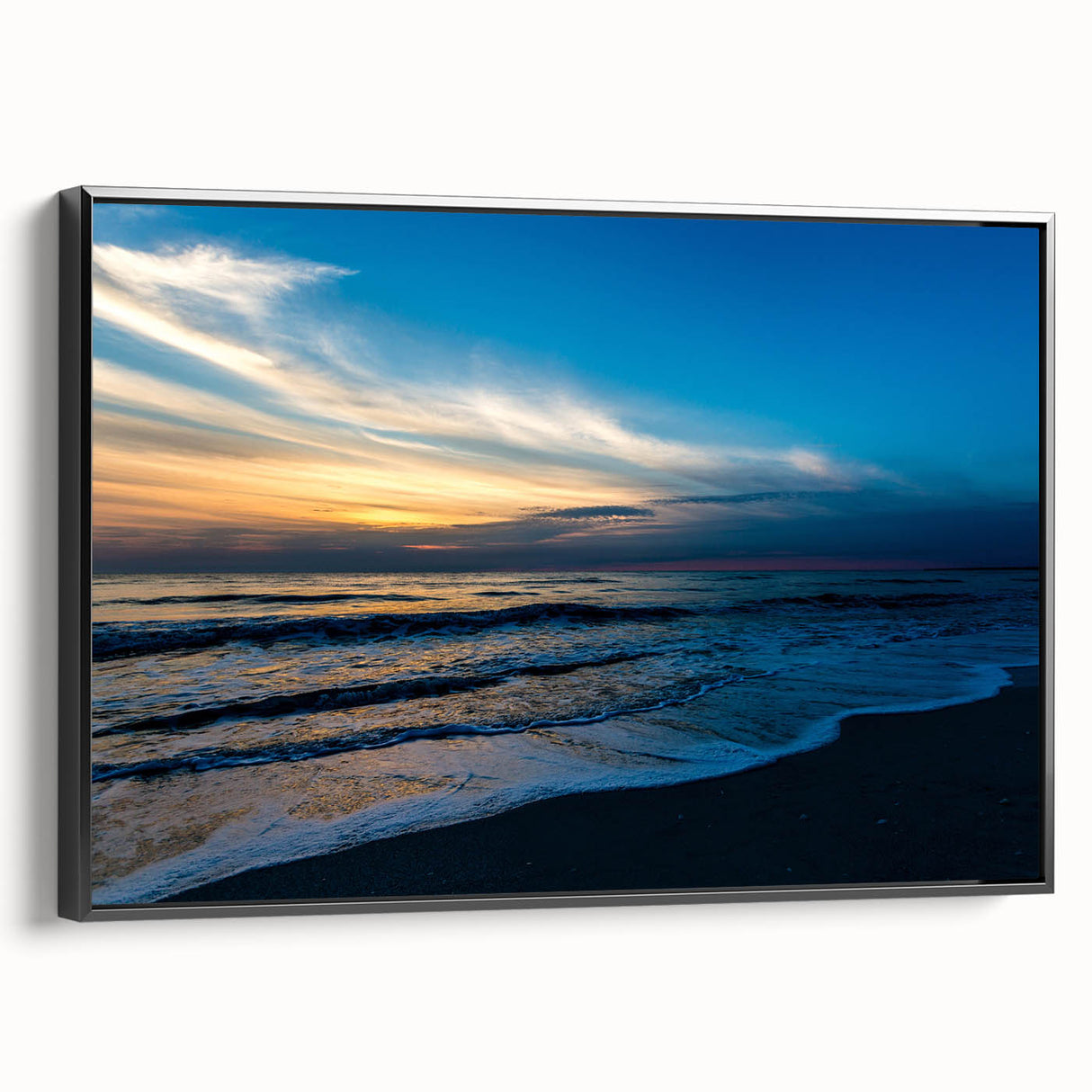 Framed canvas of a black and white vintage landscape painting, ideal for bedroom wall art.