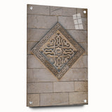 Large abstract wall art on acrylic glass, featuring swirling blue and grey patterns.