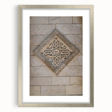 Textured abstract art print in muted gray and blue tones on framed canvas, ideal for modern bedroom ambiance.