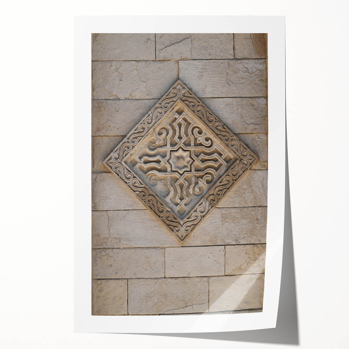 Extra large rolled canvas print of a floral art featuring soft pink and white flowers.