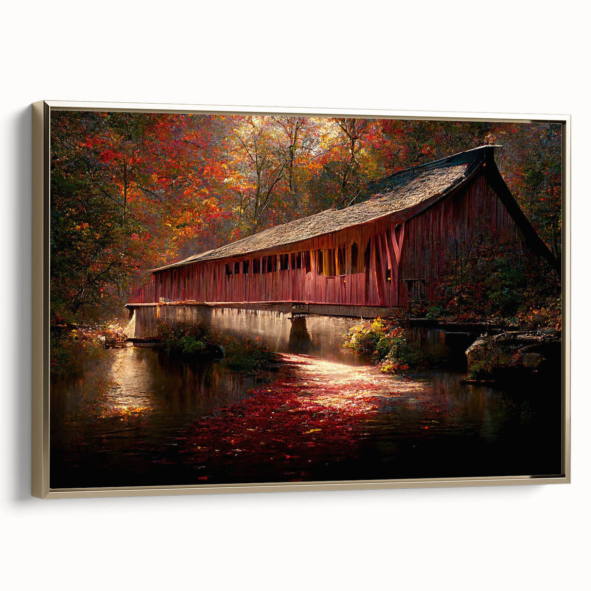 Framed canvas featuring a black and white vintage landscape painting, ideal for bedroom wall art.