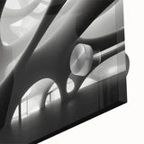 Large abstract wall art in muted earth tones, acrylic print, suitable for dining room ambiance.