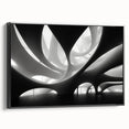Framed canvas featuring a black and white vintage landscape painting, ideal for bedroom wall decor.