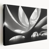Large abstract canvas print featuring swirls of blue, white, and gray, ideal for kitchen wall art.