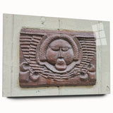 Large abstract wall art on acrylic glass, featuring swirling blue and gray tones, suitable for bedroom or dining room decor.