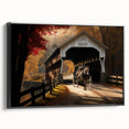 Black and white framed canvas of a vintage landscape painting, ideal for bedroom wall decor.