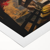 Art deco poster featuring geometric patterns and metallic gold and black colors on rolled canvas.