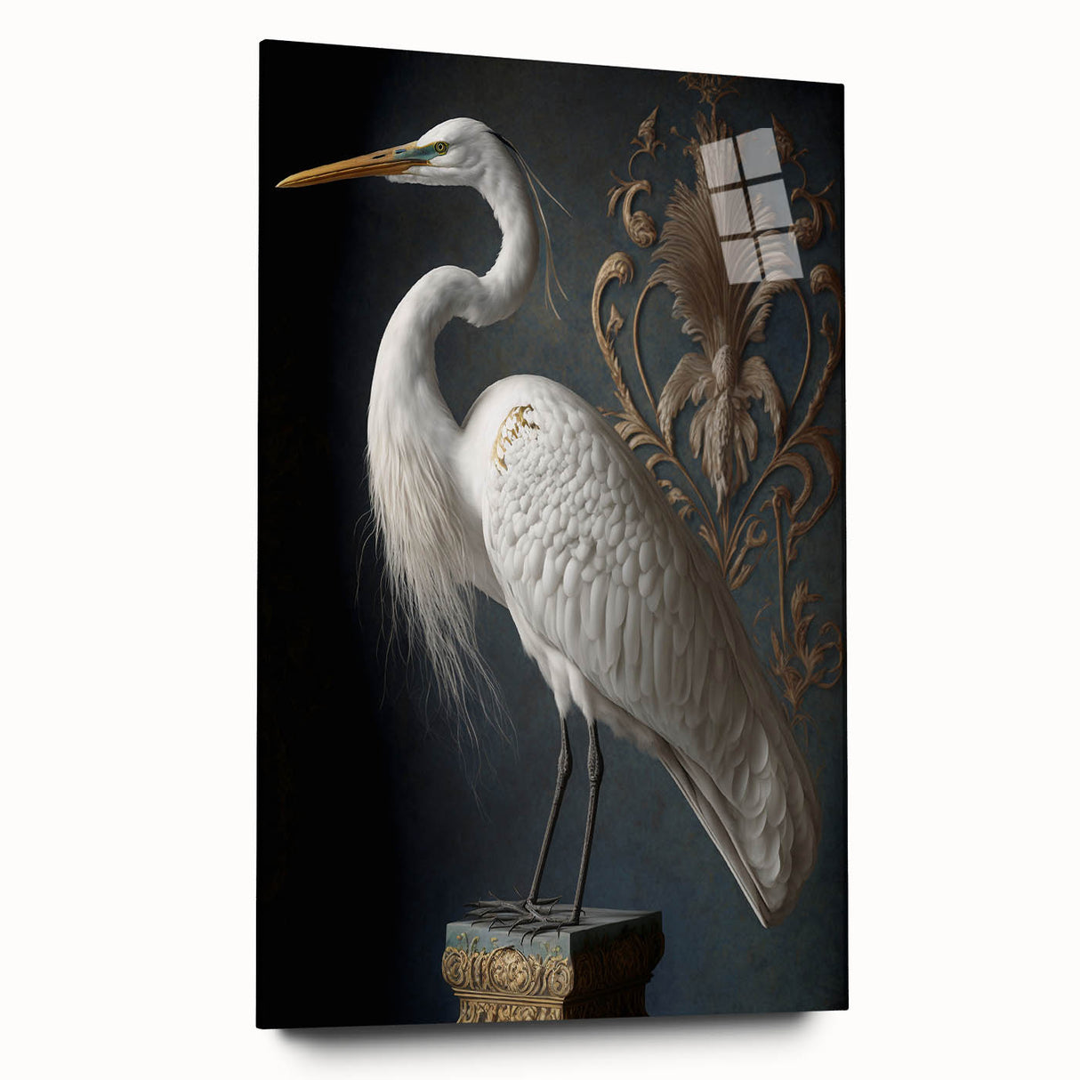 Acrylic glass photo frame displayed from the side, showcasing a sleek, modern design without visible pins, perfect for contemporary decor. Ideal for showcasing artwork or photographs in stylish interiors.