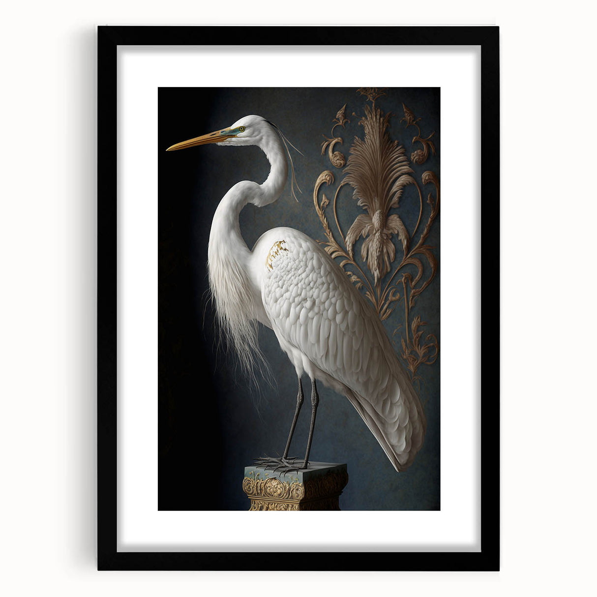Black picture frame with a white mat, showcasing a modern art print. The frame has a sleek design, perfect for contemporary decor, ideal for displaying artwork or photographs.