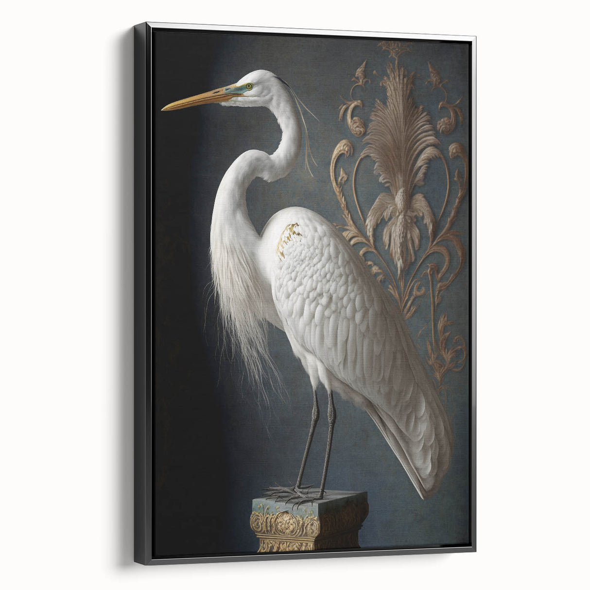 Framed black canvas print showcasing an abstract landscape design, viewed from the side, highlighting its sleek profile and modern aesthetic, ideal for contemporary decor.