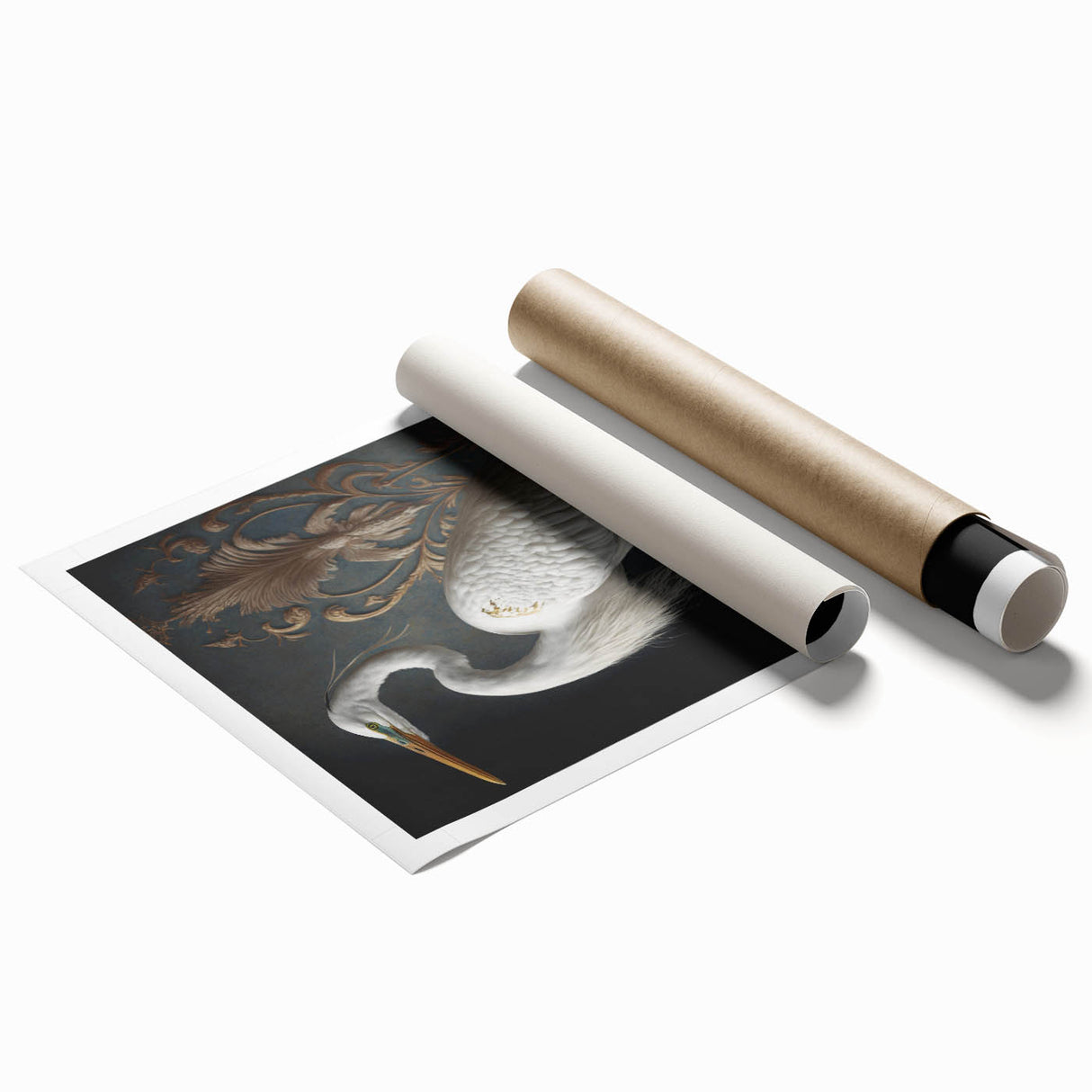 Rolled canvas print showcasing vibrant African tribal art design, featuring intricate patterns and rich colors, securely packaged in a protective cardboard tube.