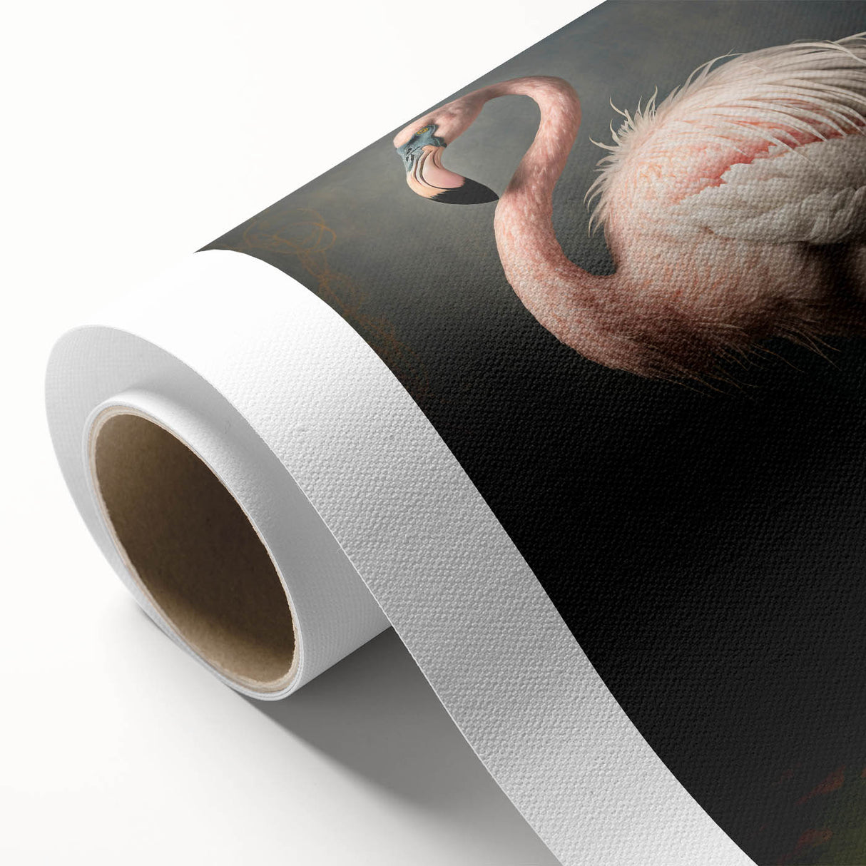 Rolled canvas showcasing vibrant African-inspired wall art design, featuring intricate patterns and colors, securely packaged in a durable cardboard tube for shipping.