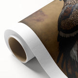 Rolled canvas showcasing vibrant African tribal wall art design with intricate patterns and rich colors, securely packaged in a protective cardboard tube for safe storage and transport.