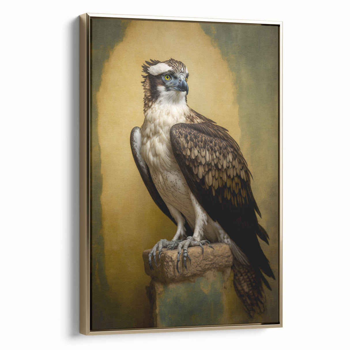 Framed canvas artwork showcasing a vibrant landscape with rich colors, set against a sleek gold frame, ideal for home decor or office enhancement.