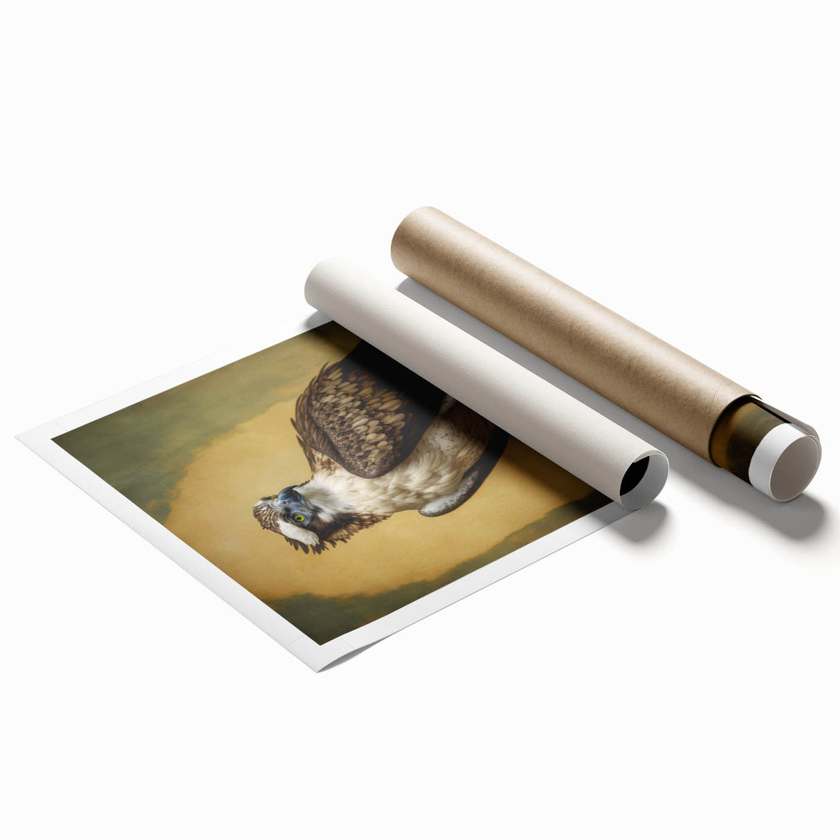 Rolled canvas print showcasing vibrant African tribal art with intricate patterns and bold colors, securely packaged in a protective cardboard tube for shipping.