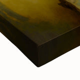 Close-up of a stretched canvas showcasing vibrant abstract art with rich textures and colors, ideal for modern home decor or artistic display.