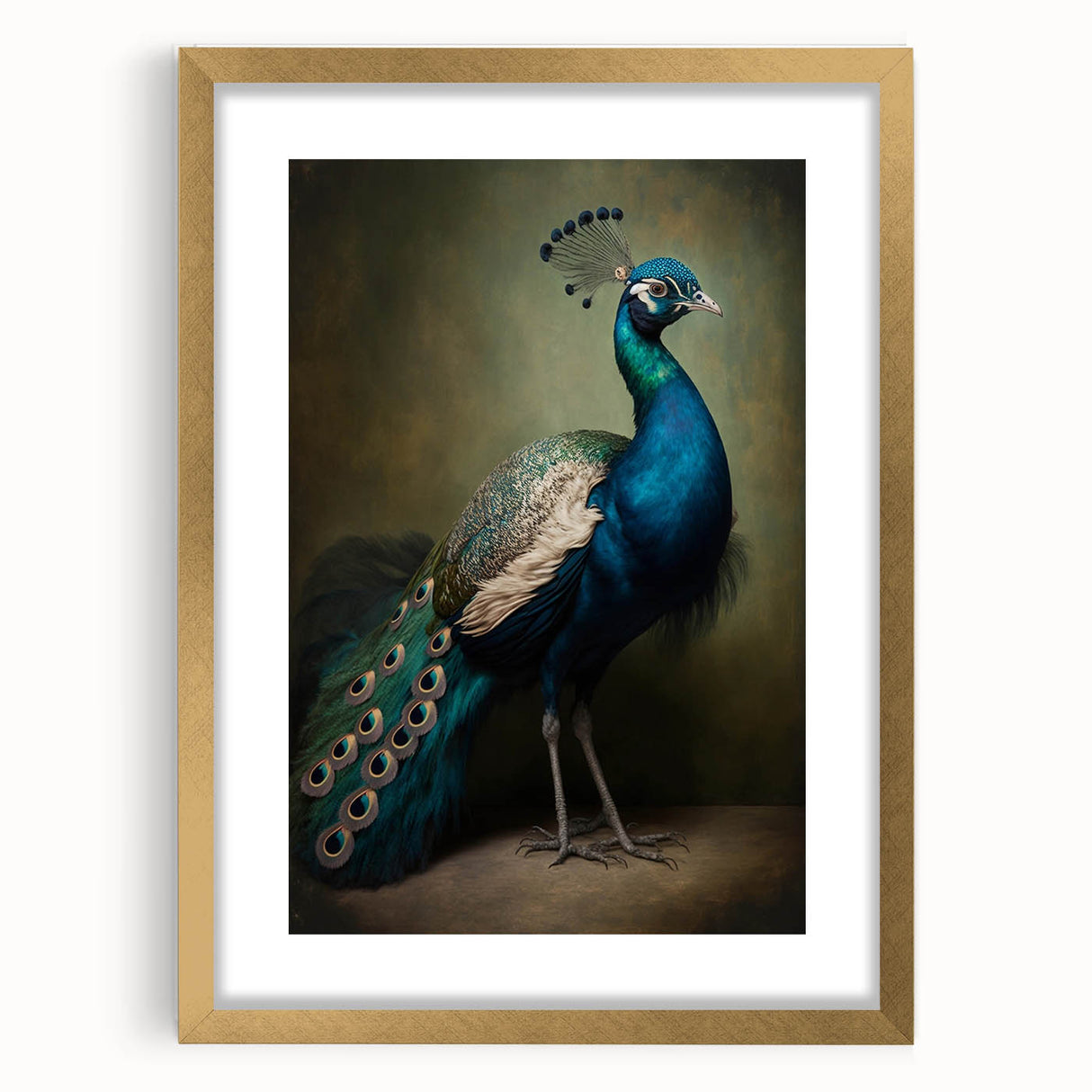 Elegant gold-framed artwork showcasing a vibrant abstract painting with a white mat, perfect for home decor or gallery display, enhancing modern interior aesthetics.