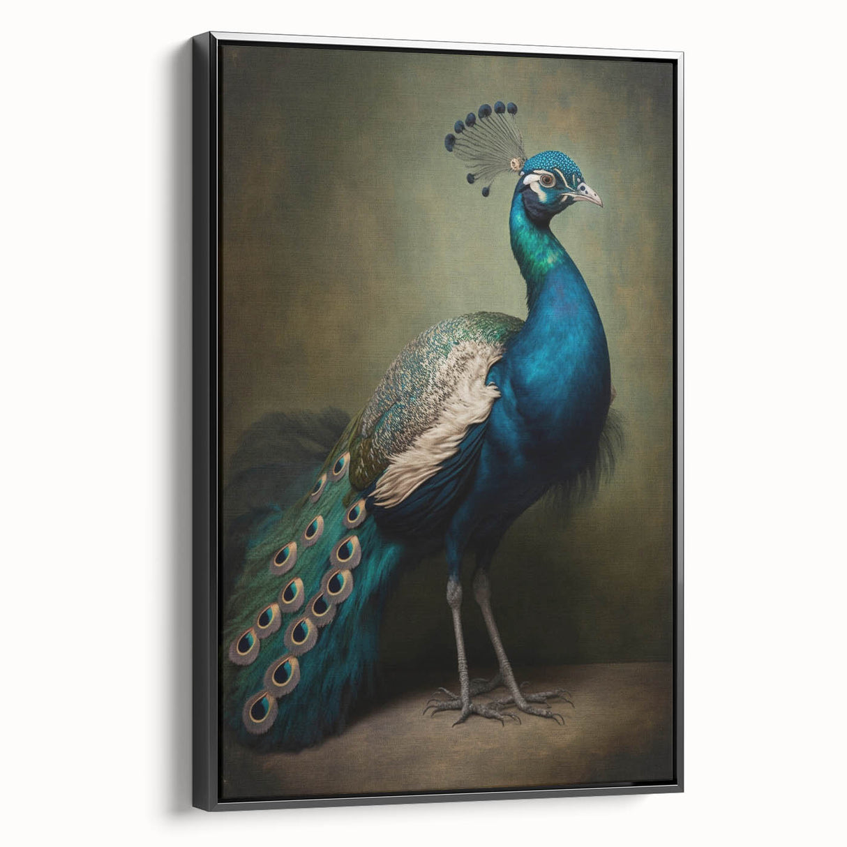 Framed canvas art showcasing a vibrant abstract design in bold colors, displayed from a black side view, perfect for modern home decor and artistic enhancement.