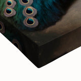 Close-up of a stretched canvas displaying vibrant abstract art with rich colors and intricate textures, perfect for modern home decor or artistic interiors.