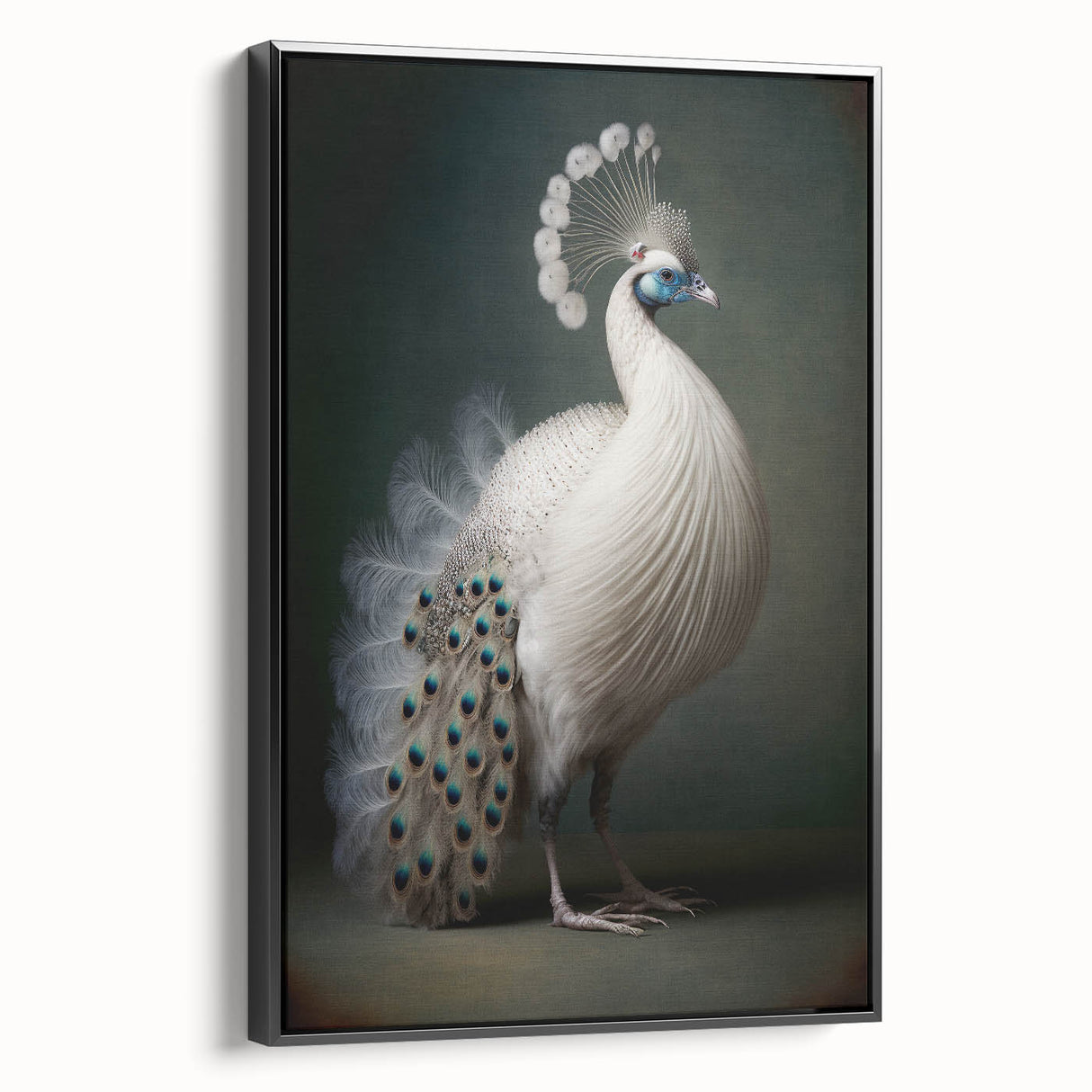 Framed canvas art displaying a serene landscape with vibrant colors, showcasing detailed brushwork and a black frame, ideal for home decor and artistic ambiance.