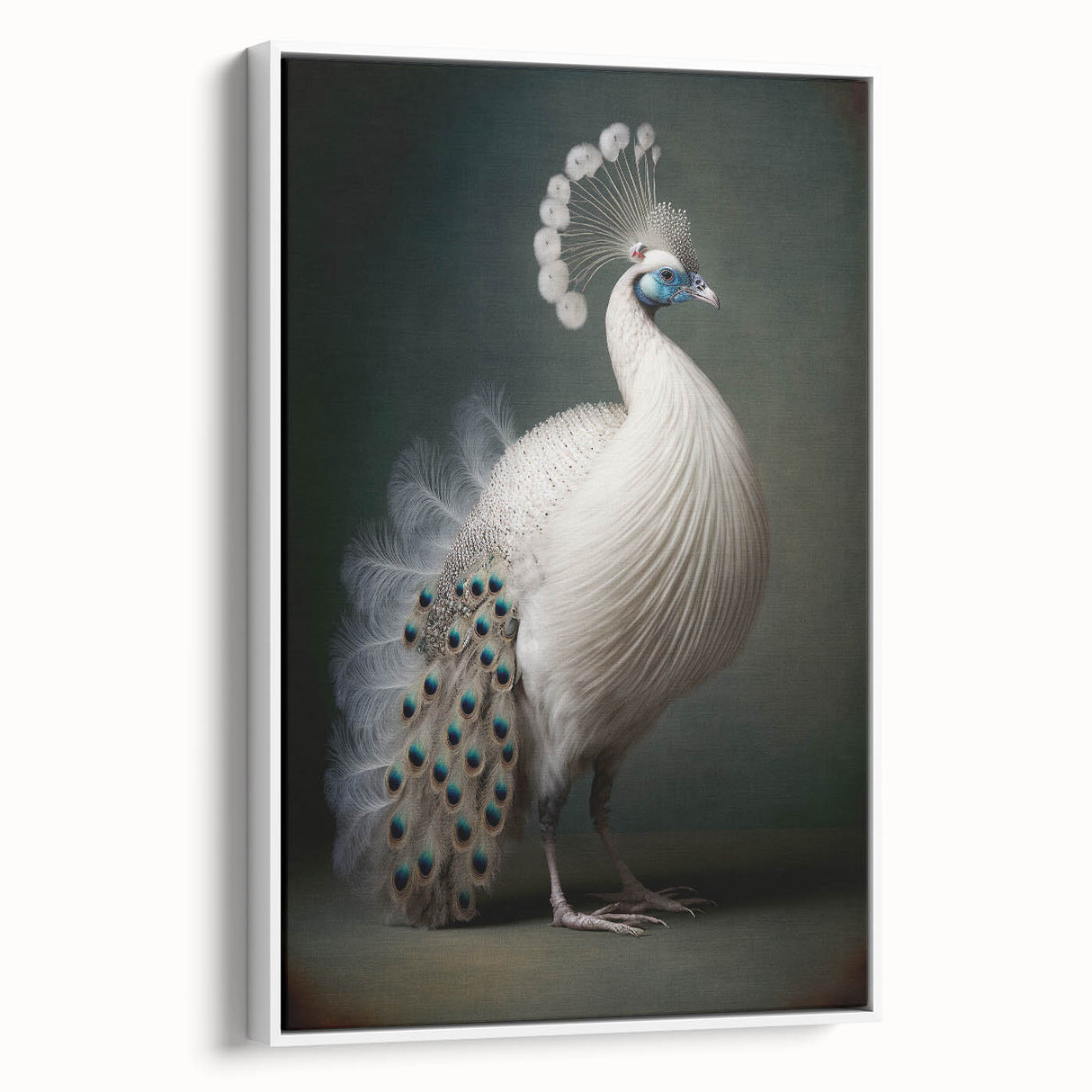 Framed canvas print showcasing a serene landscape with vibrant colors, displayed from a white side view, perfect for home decor and interior design enhancement.