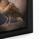 Framed canvas art close-up showcasing vibrant abstract design with rich colors and intricate textures, perfect for home decor or gallery display.