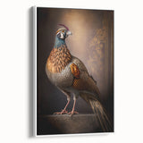 Framed canvas print showcasing a vibrant abstract design in shades of blue and gold, set against a white background, ideal for modern home decor.