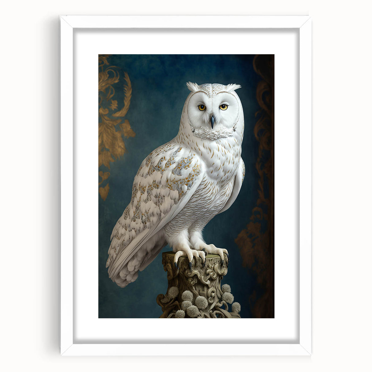 White picture frame with a mat, showcasing an empty space ready for artwork, viewed from the front. Ideal for home decor or gallery displays, emphasizes minimalist design.