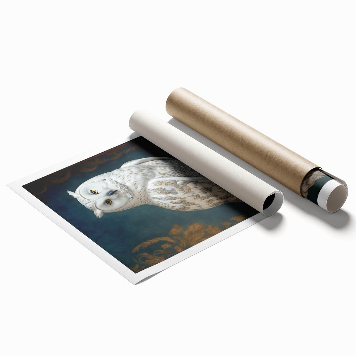 Rolled canvas print showcasing vibrant African tribal art design with intricate patterns and rich colors, securely packaged in a protective cardboard tube for safe delivery.