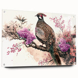 Acrylic glass panel showcasing a sleek side view with metallic pins affixed at the corners, ideal for modern decor and art display. Perfect for gallery presentations.