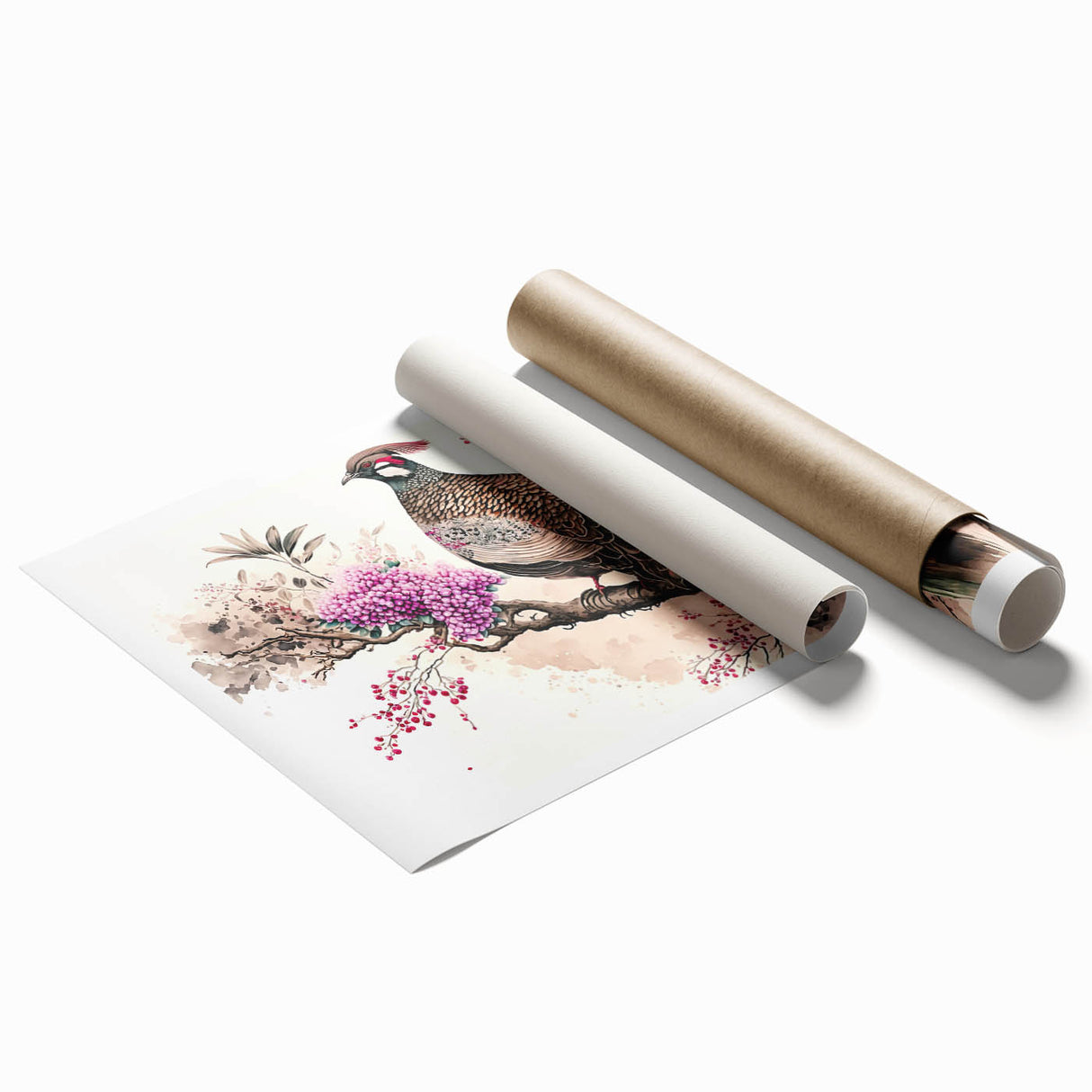 Rolled canvas print showcasing vibrant African tribal art with intricate patterns and bold colors, securely packaged in a durable cardboard tube for safe transportation.