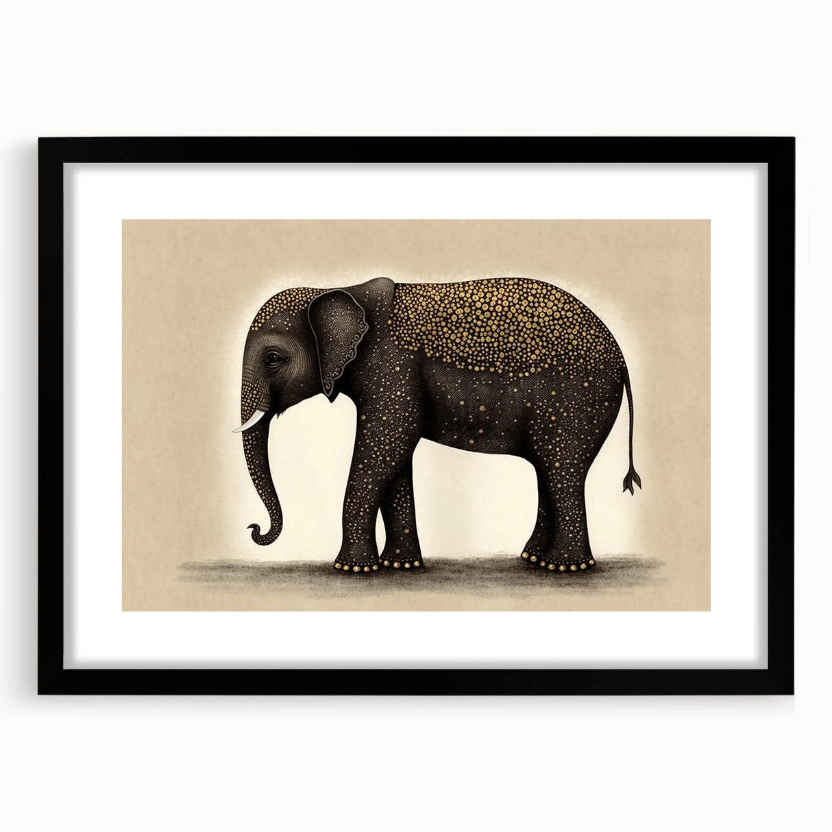 Black picture frame with a white mat, showcasing a vibrant landscape artwork, designed for modern home decor. Ideal for gallery displays or personal collections.