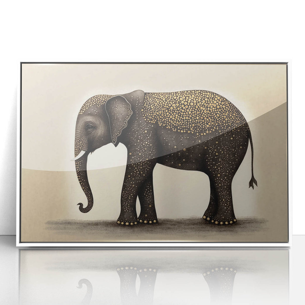 Framed acrylic artwork showcasing a modern abstract design in shades of white and gray, ideal for home decor or office settings, emphasizing minimalism and elegance.