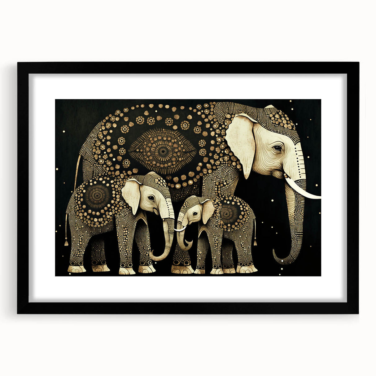 Black picture frame with a white mat, showcasing a blank space for artwork or photographs, set against a neutral background, ideal for home decor.
