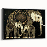 Framed black canvas print showcasing a modern abstract art design, highlighting bold colors and intricate patterns, ideal for contemporary home decor.